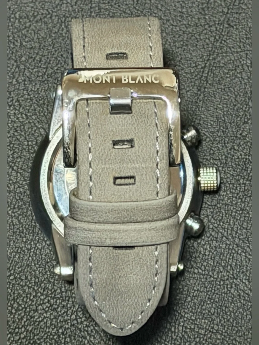 Montblanc Chronograph Men's Watch, Gray Dial Gray & Leather Band